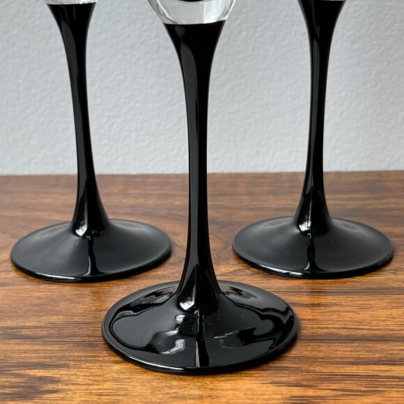 Luminarc Black Stem 3 Champagne Flute Wine Glasses 8.5" - Picture 6 of 12